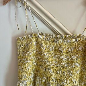 J Crew Liberty Floral Yellow and White Smocked Dress